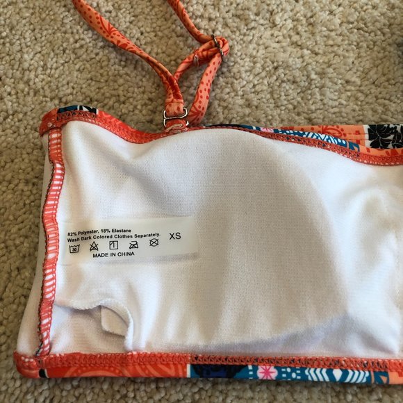 NWOT Bright Multi-Color Bikini with Strap Adjustable Top & Cheeky Bottoms - Picture 5 of 9